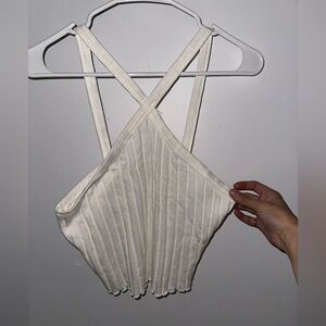 ZARA WHITE HALTER TOP SIZE L